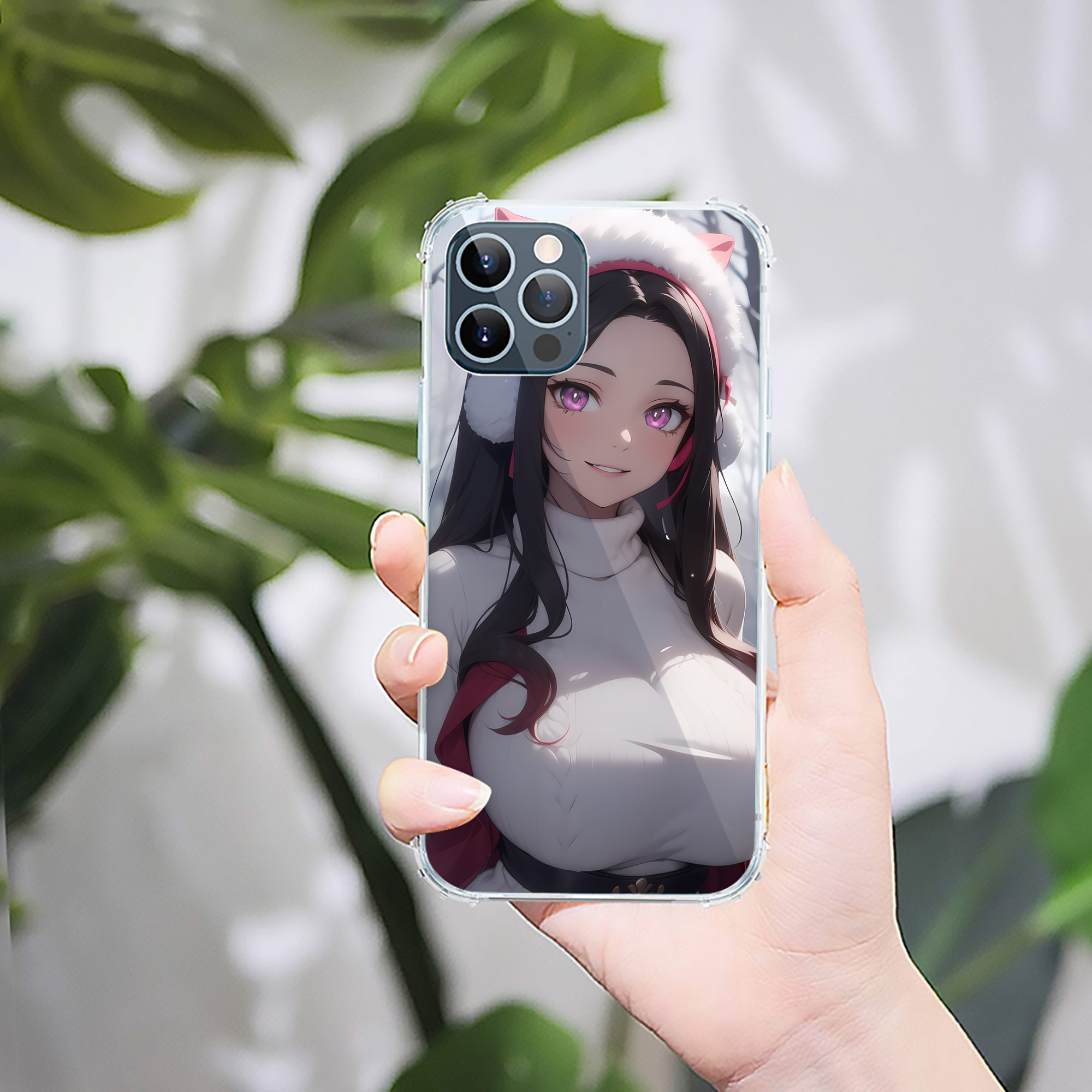 （画像用） 鬼滅の刃（きめつのやいば）竈門 禰󠄀豆子／かまど ねずこ Kamado Nezuko 【iPhone 12シリーズ対応】透明スマホケース（クリアソフトケース）